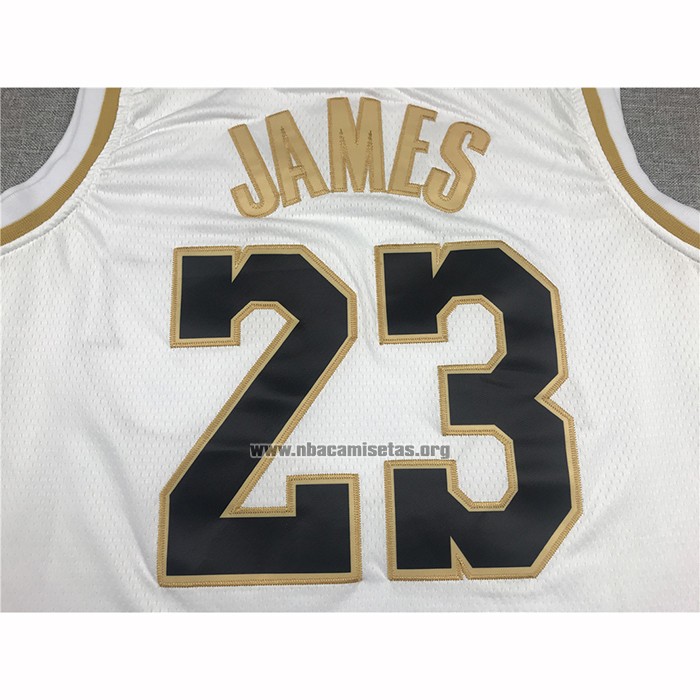 Camiseta Golden Edition Los Angeles Lakers Lebron James NO 23 Blanco